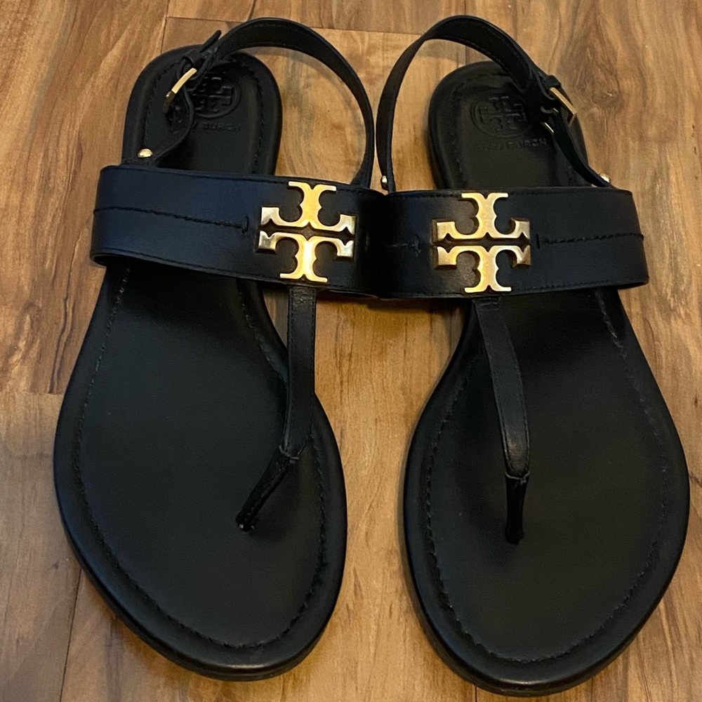 Tory Burch Everly T-Strap Flat Sandals.
